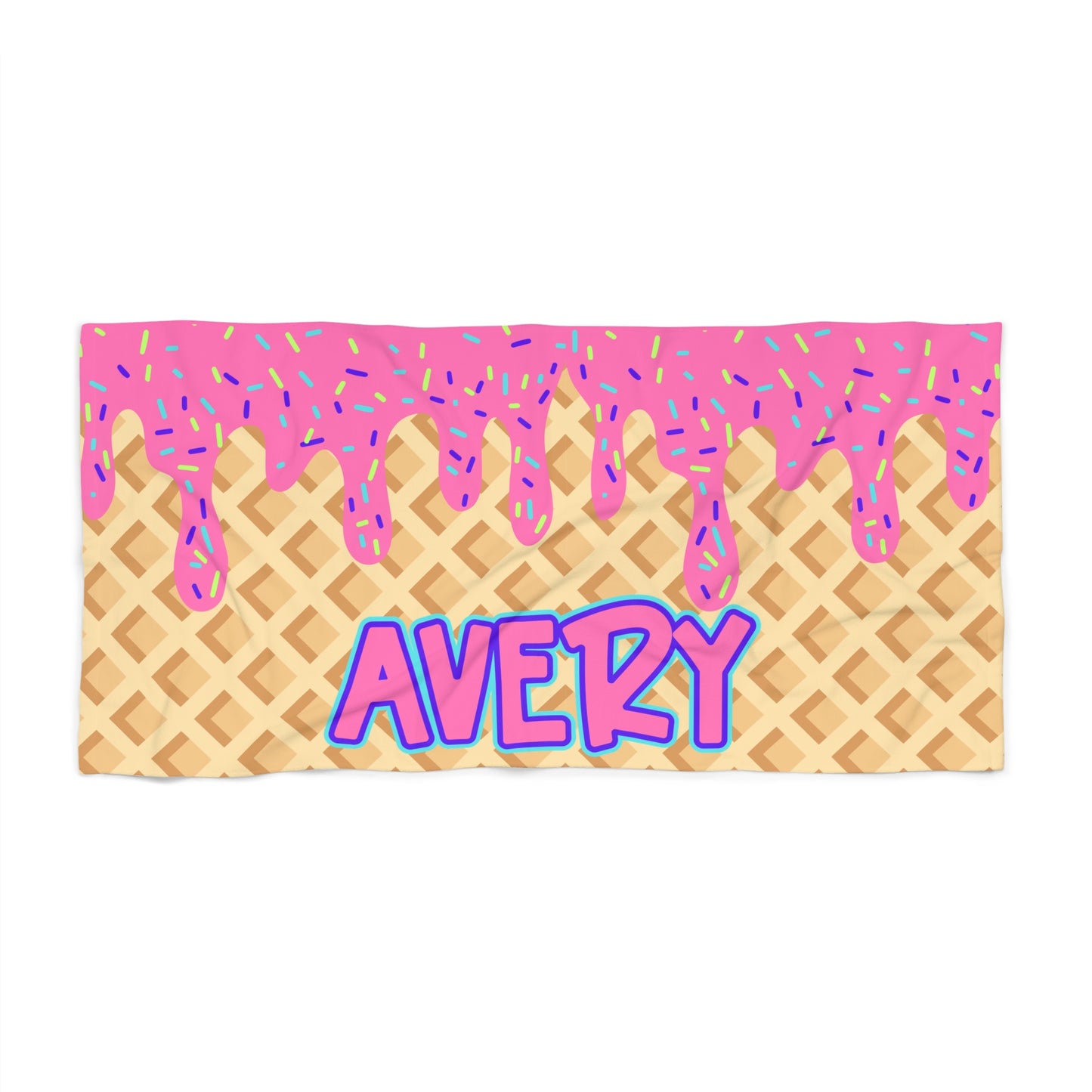 Personalized Towel: PINK Ice Cream Drip