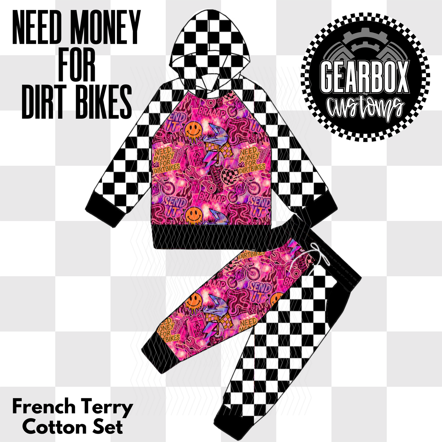Money for Dirt Bikes Hooded Cotton Sets