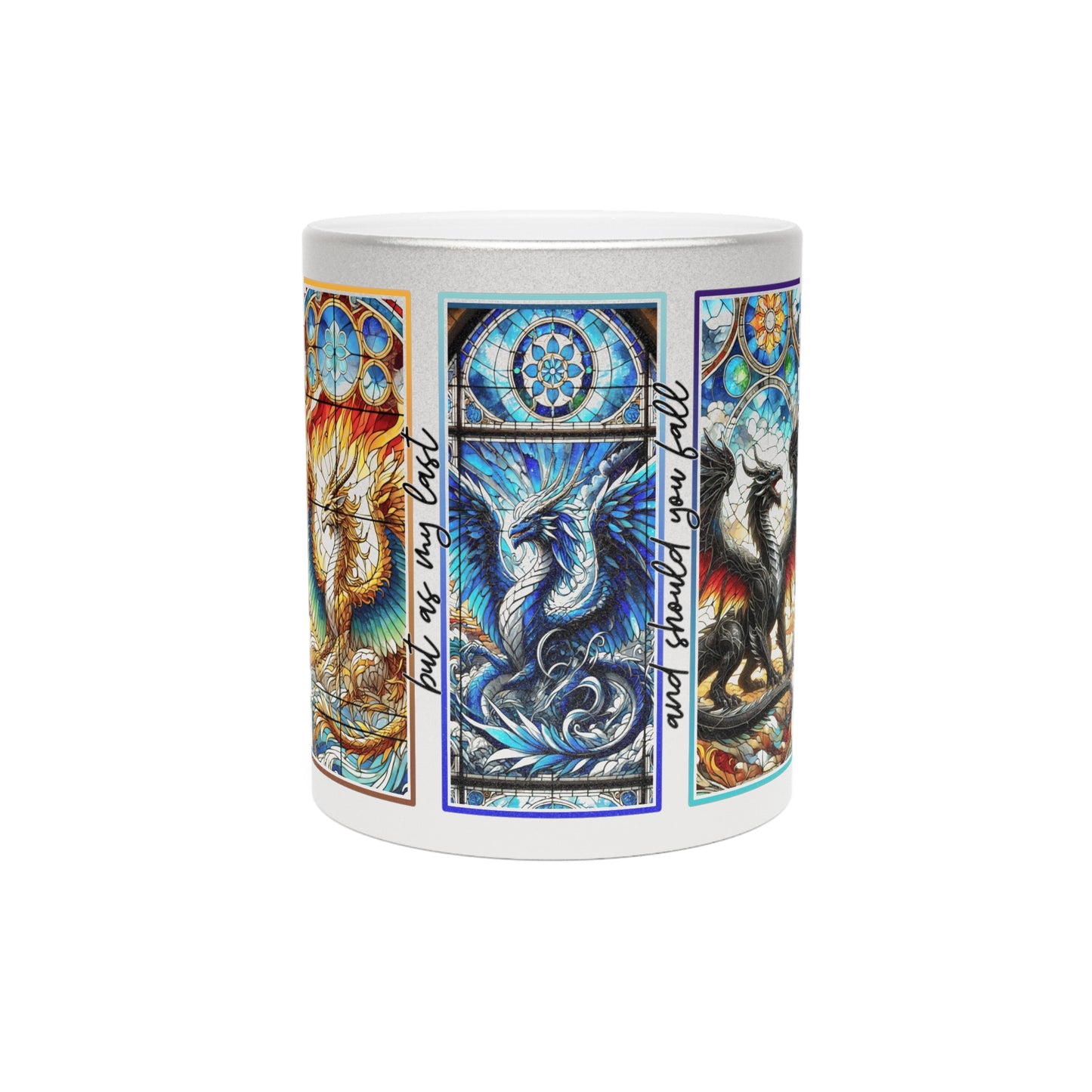 Silver One Metallic Dragon Mug, Stained Glass, Onyx Storm, Fourth Wing, Bookish Mug, Book Dragons, Tairn, Xaden Riorson, Coffee Mug, Gift