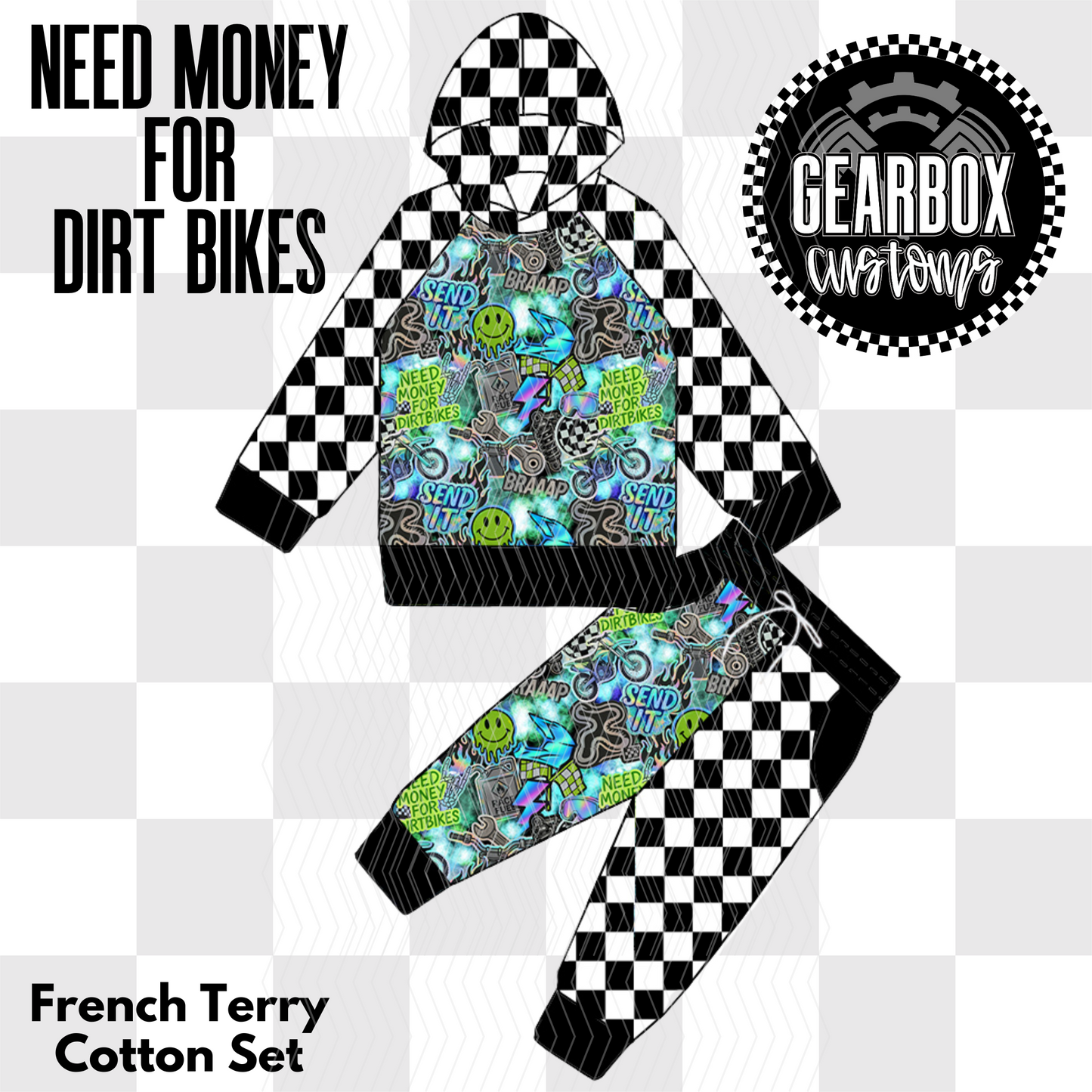 Money for Dirt Bikes Hooded Cotton Sets