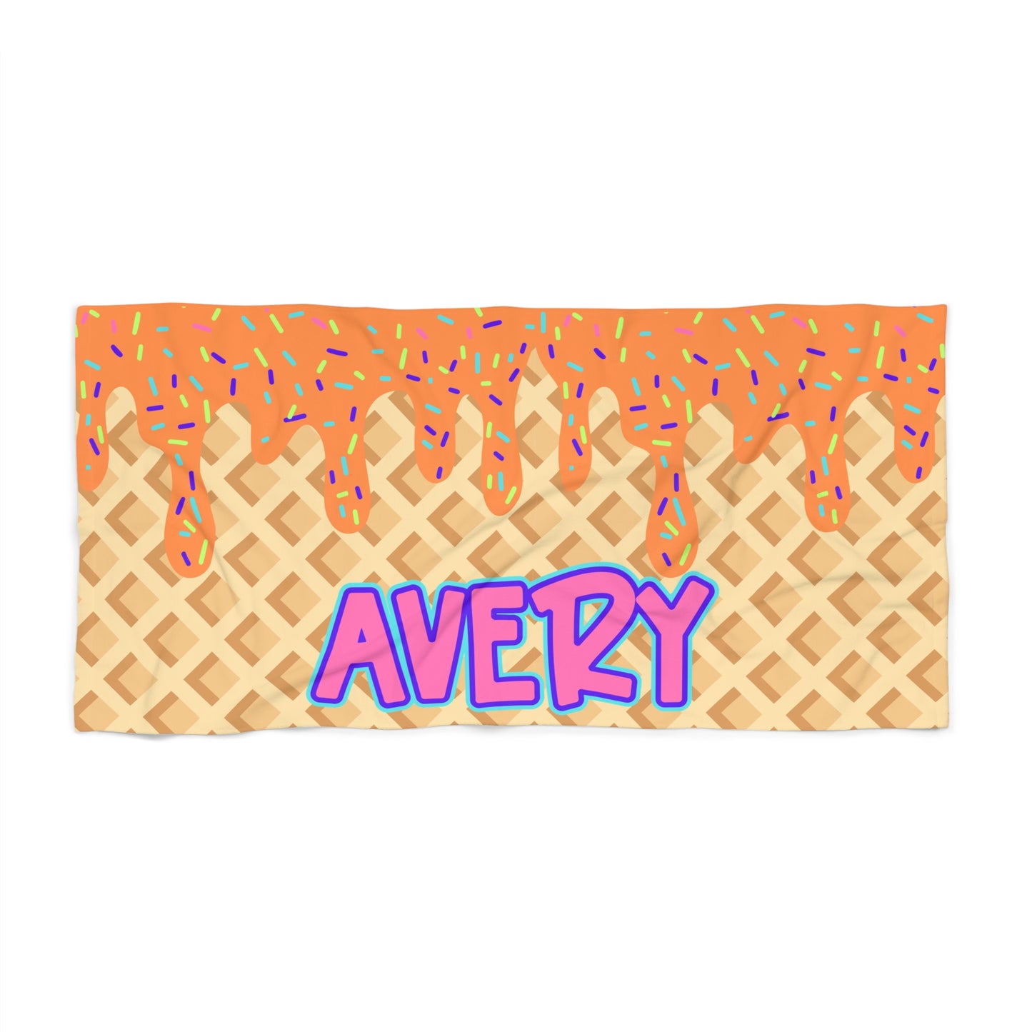 Personalized Towel: ORANGE Ice Cream Drip