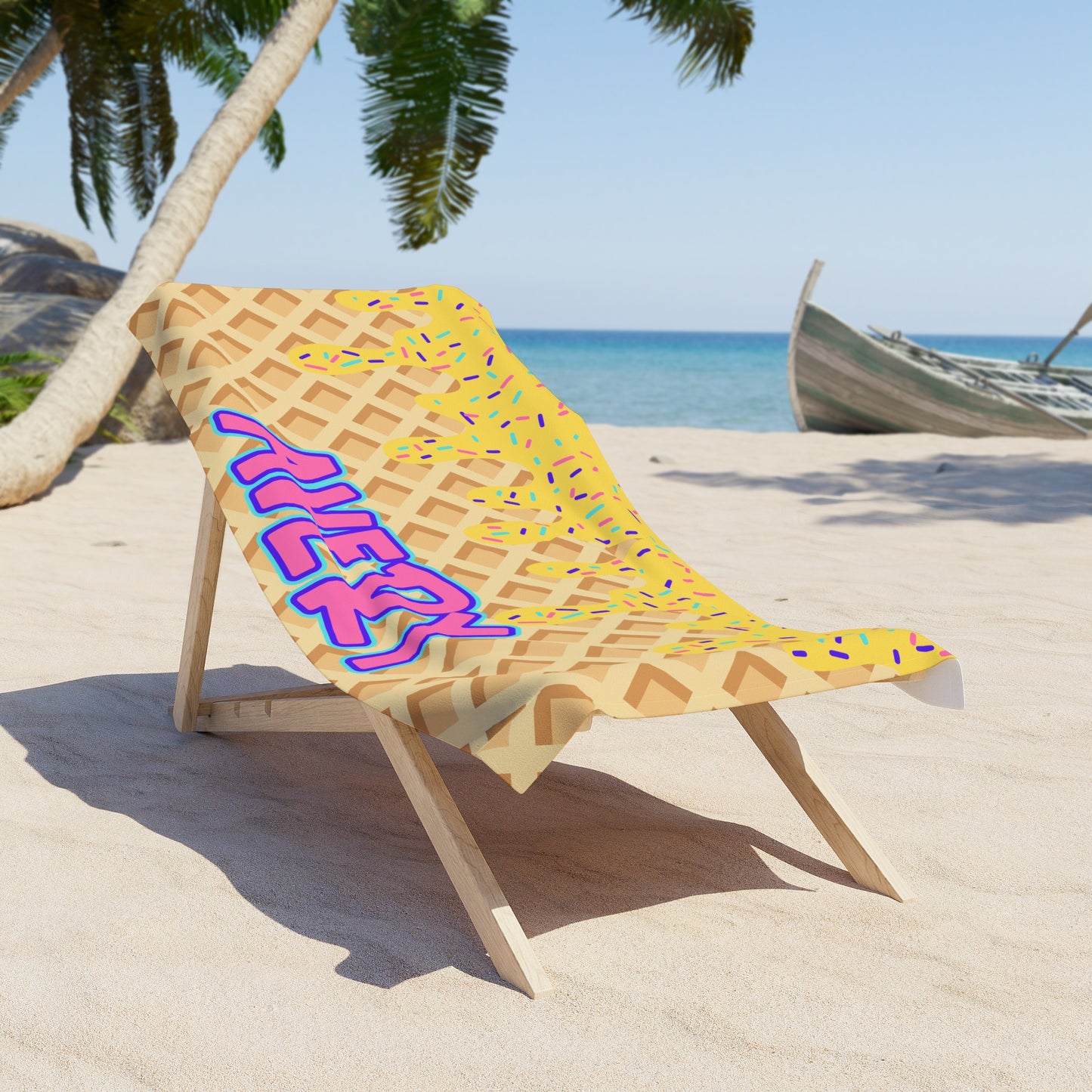 Personalized Towel: YELLOW Ice Cream Drip