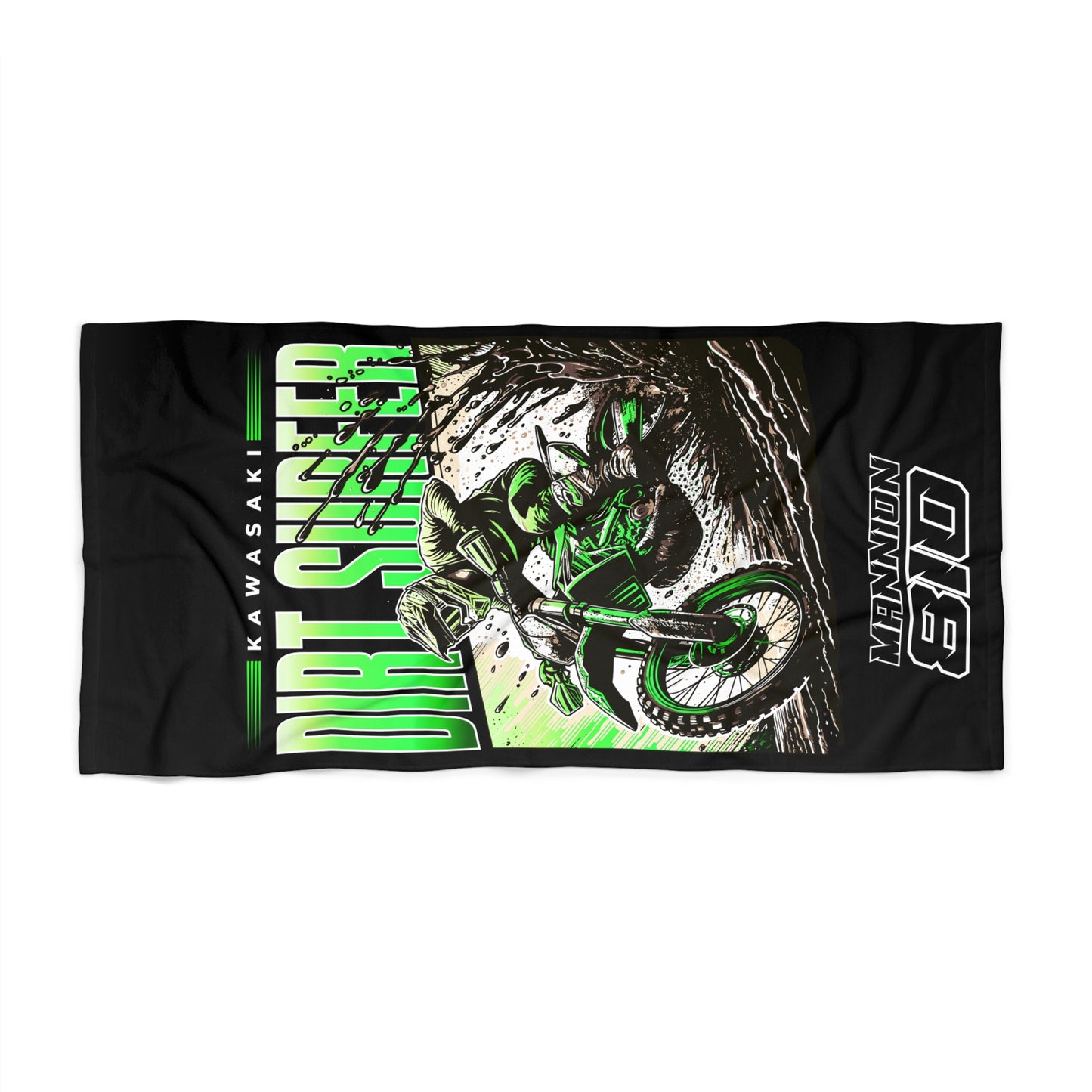 Dirt Surfer Personalized Beach Towel: Kawasaki
