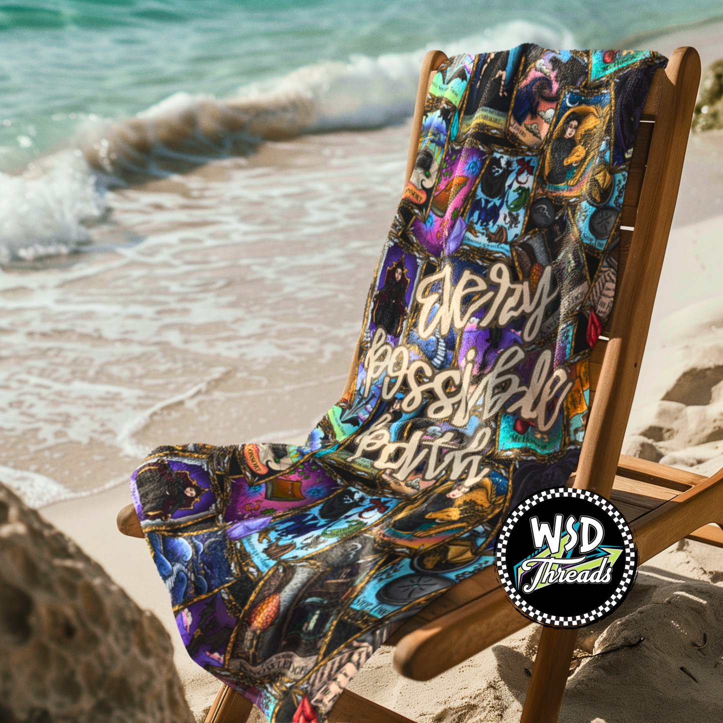 Tarot Cards Fourth Wing Inspired Beach Towel with Quote from Andarna