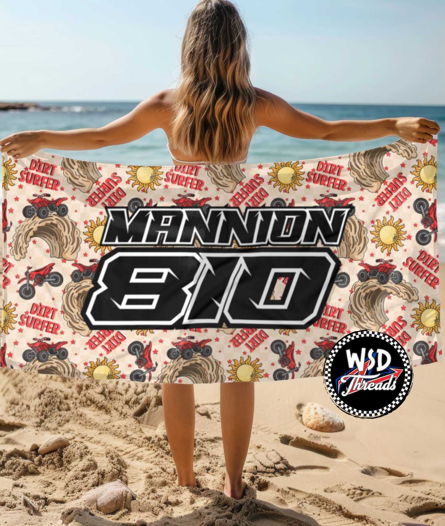 Personalized Beach Towel: Dirt Surfer Dirt Bike/Quad