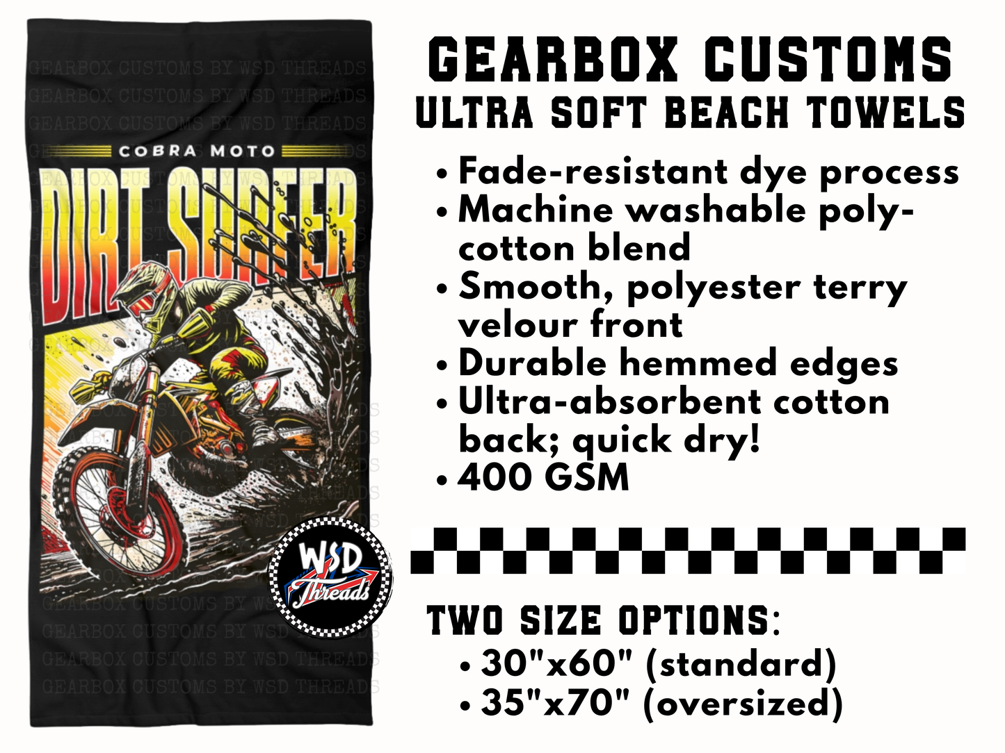Personalized Beach Towel: Dirt Surfer Dirt Bike/Quad