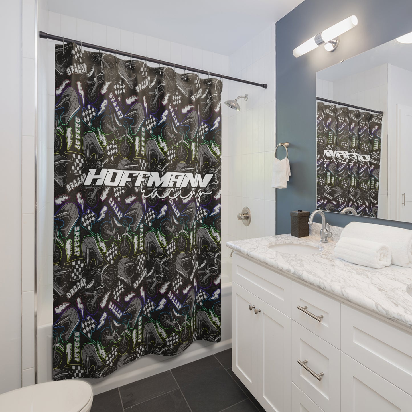 Personalized Motocross Shower Curtain