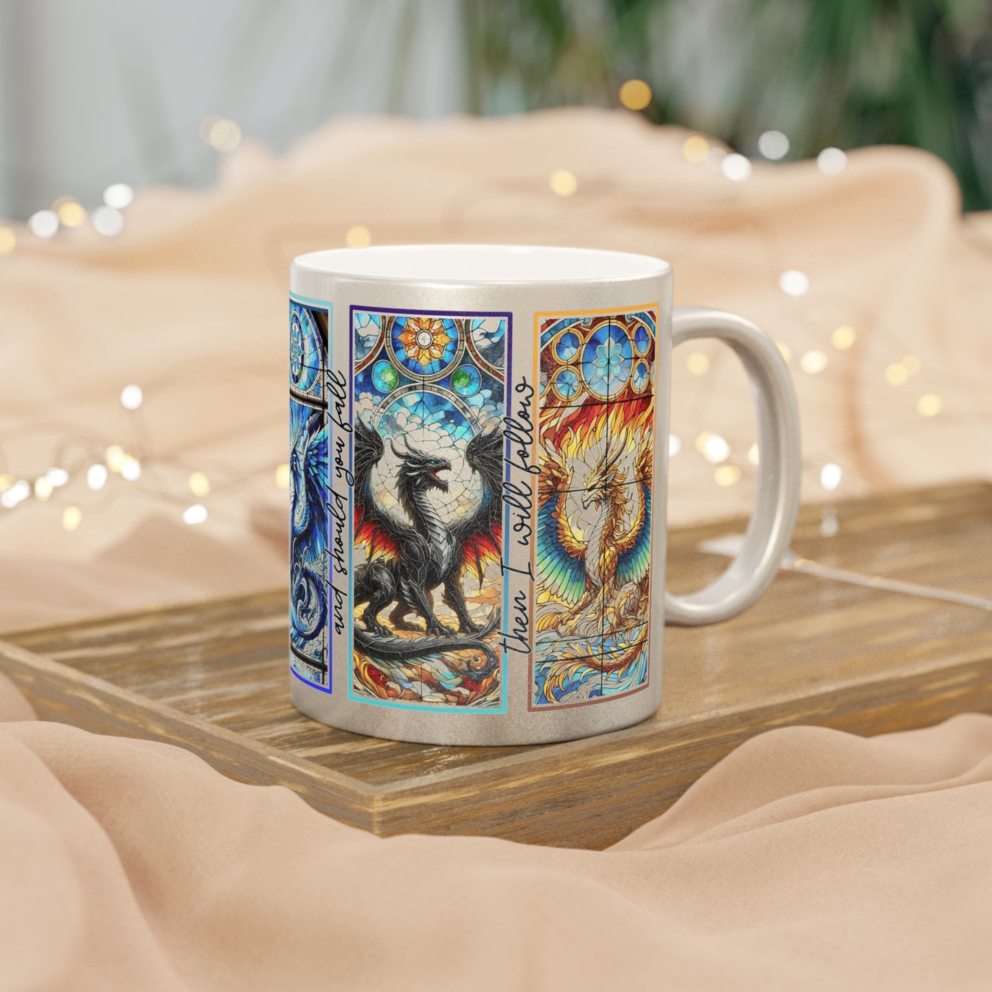 Silver One Metallic Dragon Mug, Stained Glass, Onyx Storm, Fourth Wing, Bookish Mug, Book Dragons, Tairn, Xaden Riorson, Coffee Mug, Gift