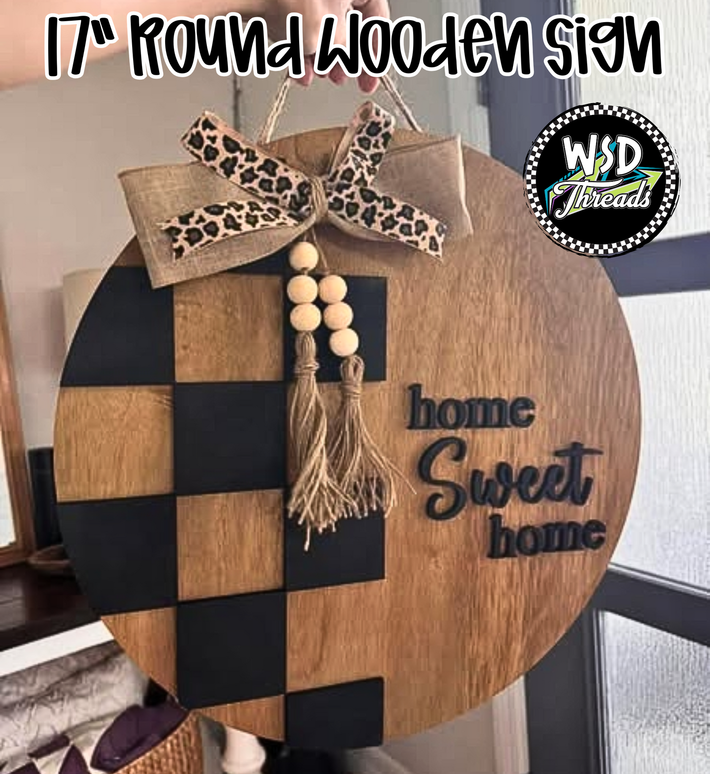 Custom Checkered Sign: 17" Wooden Round