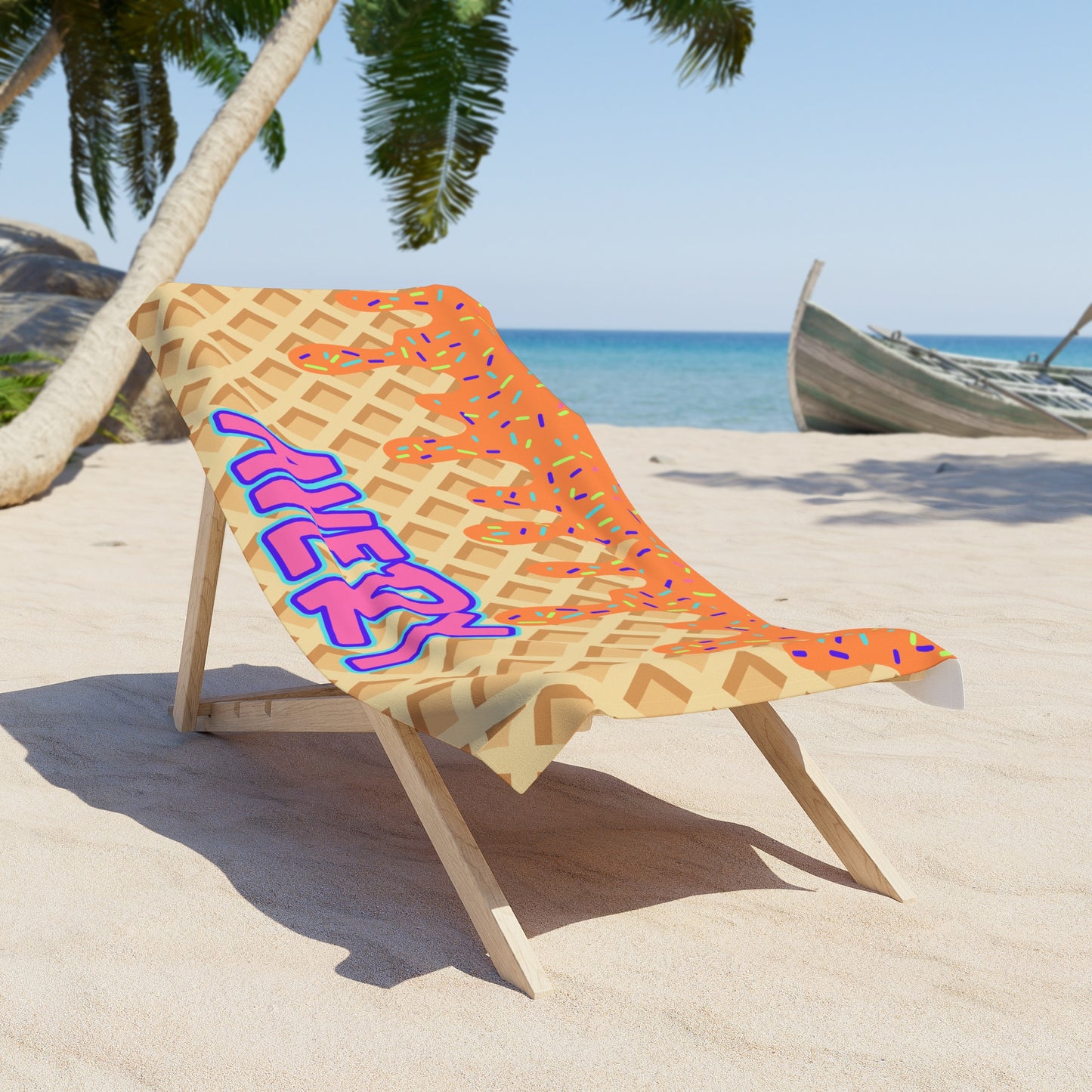 Personalized Towel: ORANGE Ice Cream Drip