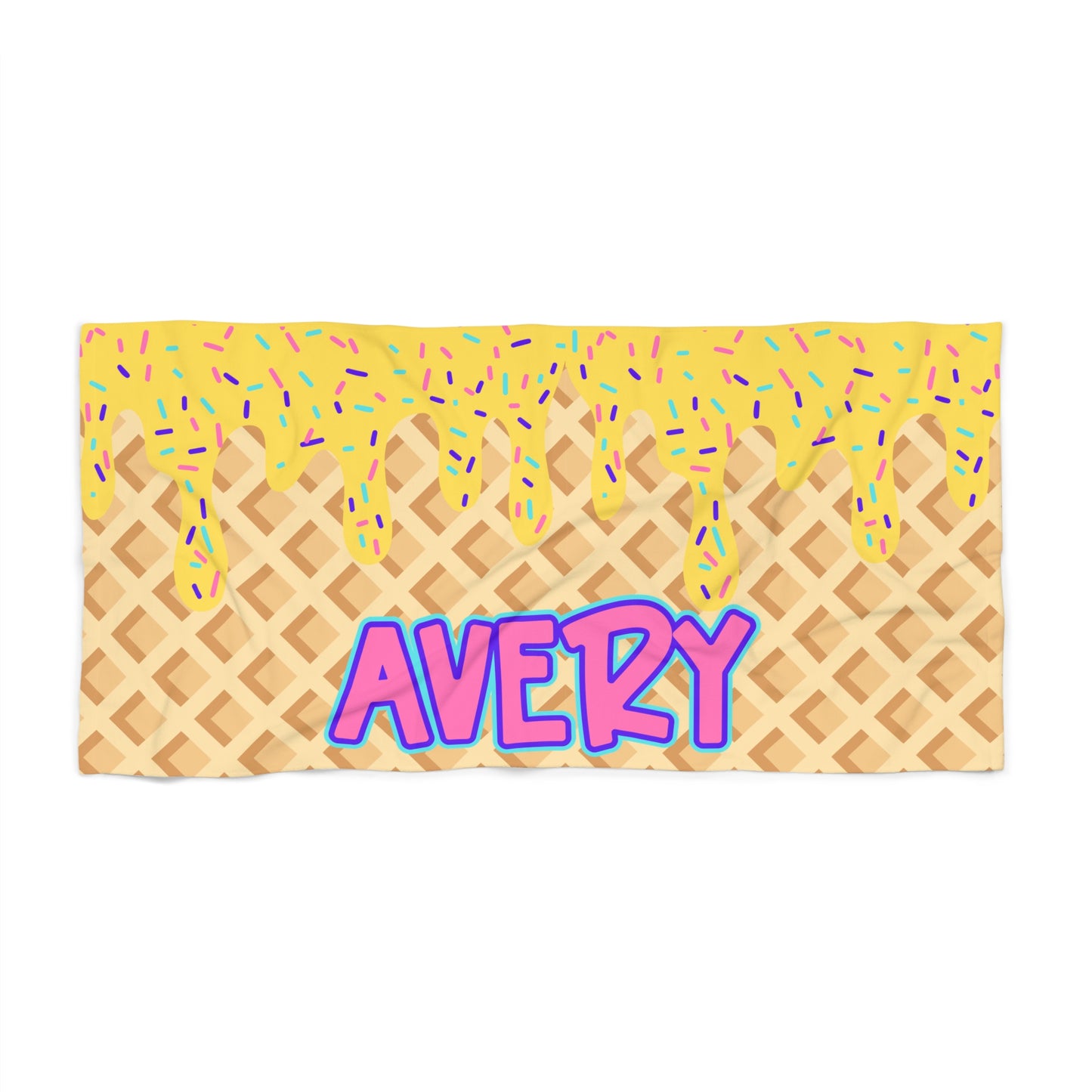 Personalized Towel: YELLOW Ice Cream Drip