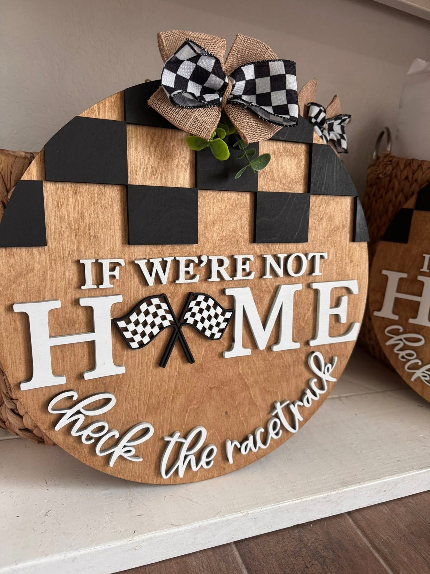 Made to Order Door Hanger: Checkered “Check the Racetrack”