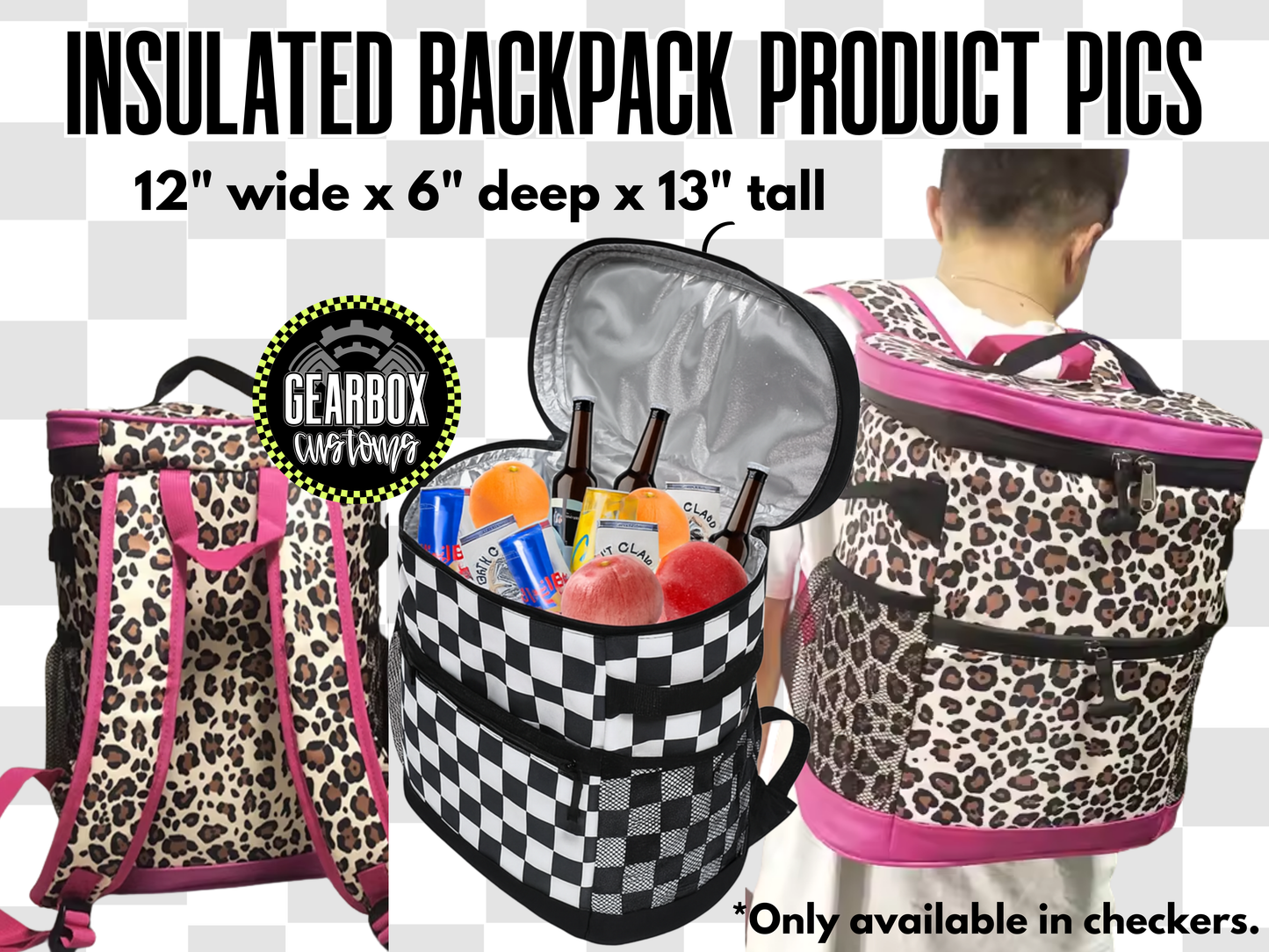 Checkered Insulated Backpack Cooler