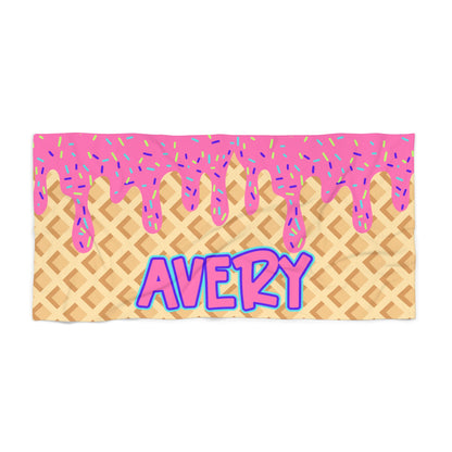 Personalized Towel: PINK Ice Cream Drip