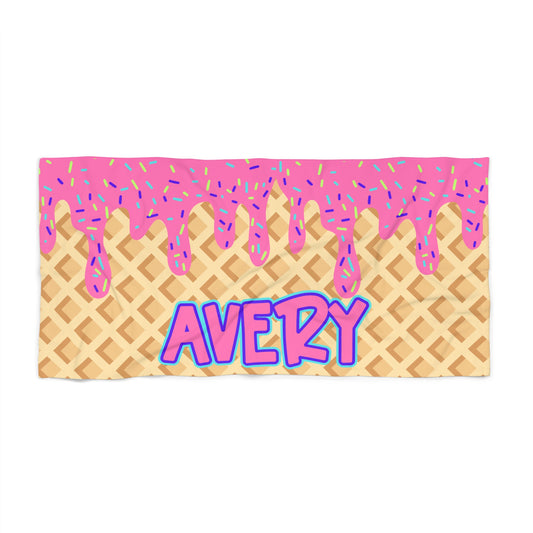 Personalized Towel: PINK Ice Cream Drip