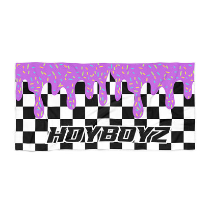 Personalized Beach Towel: Purple Checkered Drip