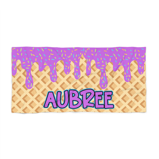 Personalized Towel: VIOLET Ice Cream Drip