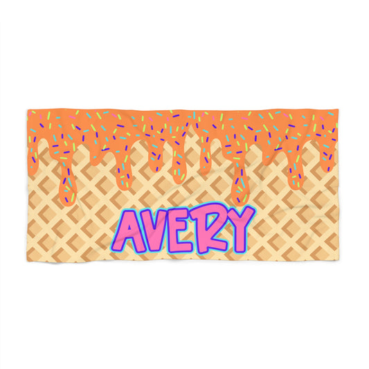 Personalized Towel: ORANGE Ice Cream Drip