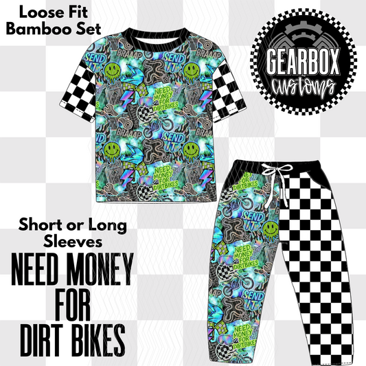 Money for Dirt Bikes Bamboo: Short Sleeve Loose Set