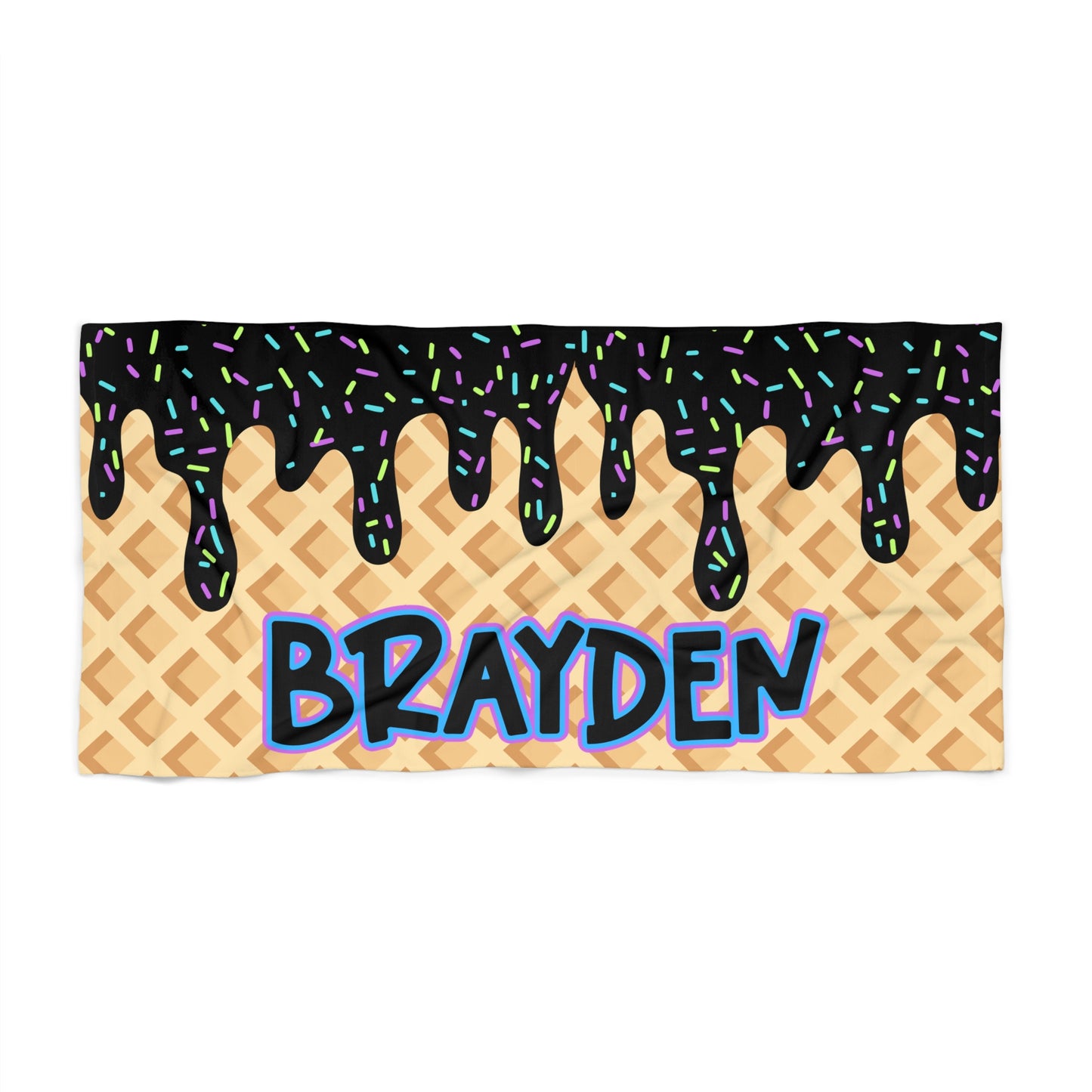 Personalized Towel: BLACK Ice Cream Drip