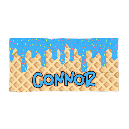 Personalized Towel: BLUE Ice Cream Drip