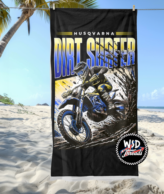 Dirt Surfer Personalized Beach Towel: Husqvarna