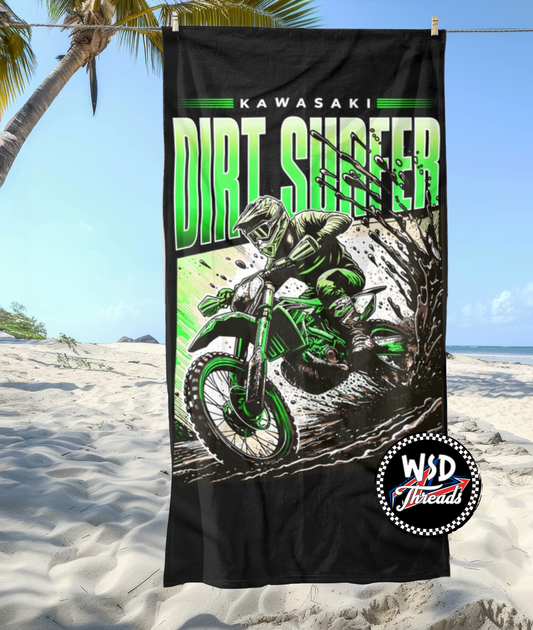 Dirt Surfer Personalized Beach Towel: Kawasaki