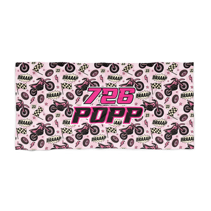 Personalized Beach Towel: Pink Dirt Bike Braaap