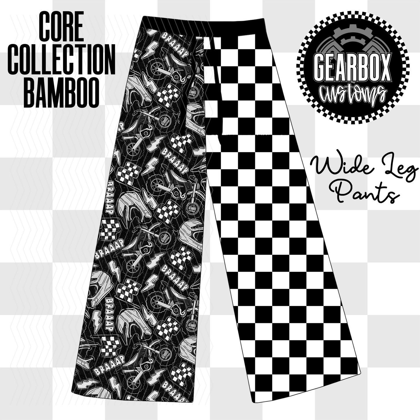 Core Collection Moto Bamboo: Unisex Wide Leg Pants