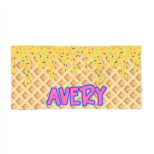 Personalized Towel: YELLOW Ice Cream Drip
