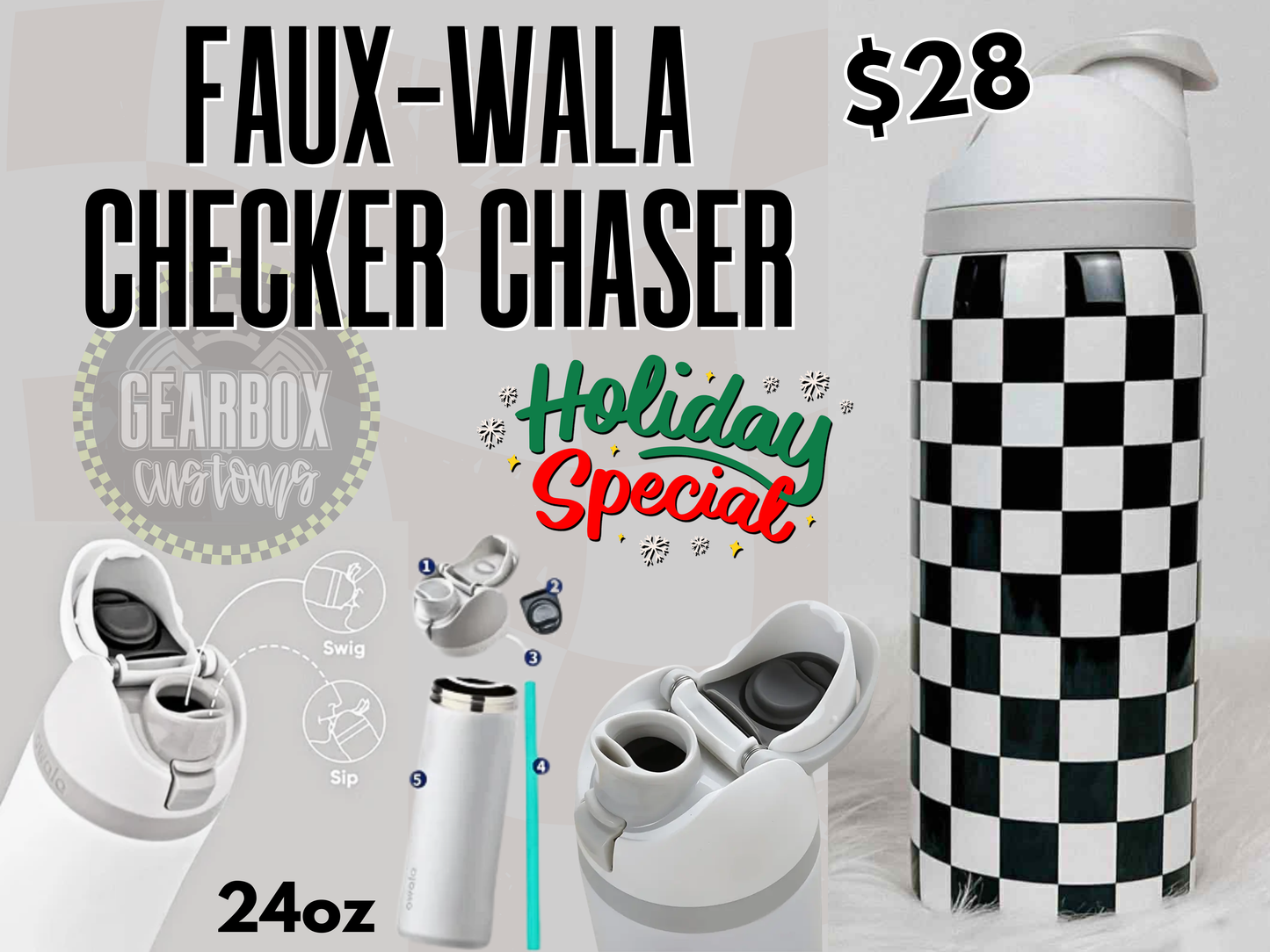 FauxWala Checkered Water Bottles
