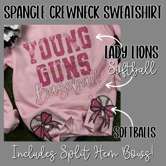 Lady Lions: Spangle Crewneck Sweatshirt with Side Bows