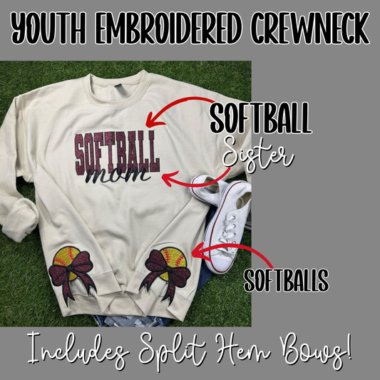 Lady Lions: Youth "Softball Sister" Embroidered Sweatshirt