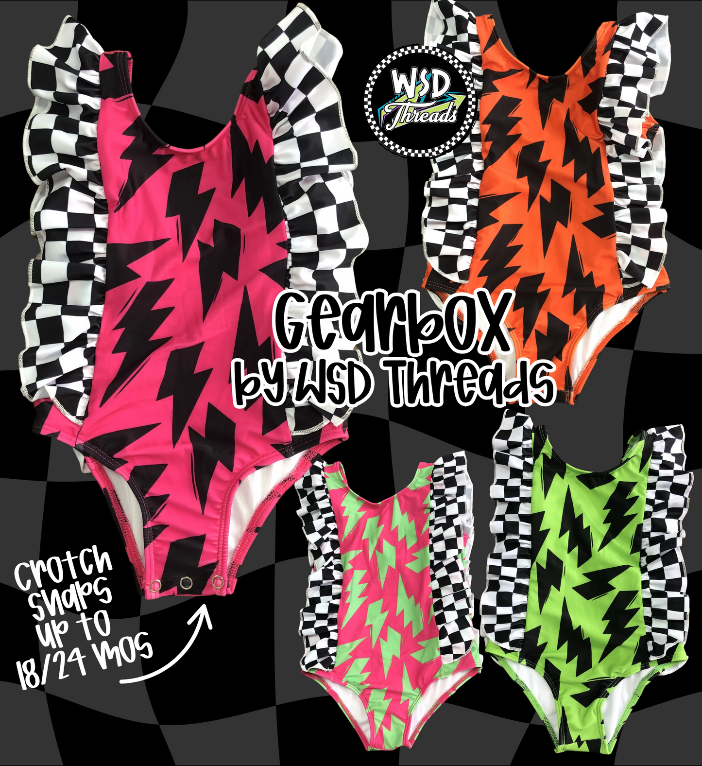 50% OFF SALE! Ruffled One-Piece: Lightning Bolt Swimwear RTS
